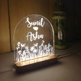 Personalized Acrylic Couple Name Lamp | Name Lamp - Custom Night Light | Name Sign Lamp - Flower Night Light - Engraved Night Light| - BBD GIFTS